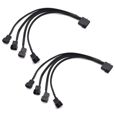 Molex To Fan Power Splitter Cable 2 Pack 4pin Ide To 4x 4pin Fan Connector Black