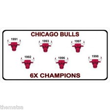 CHICAGO BULLS LOGO SIX TIME CHAMPIONS NBA BASKETBALL LICENSE PLATE MADE IN USA