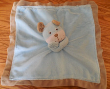 EUC Carters Blue w Brown Trim DOG Lovie/Lovey Security Blankie 14x14