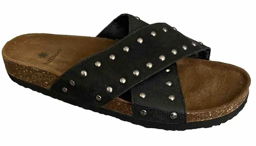 Ruff Hewn Women's "Obion" X Band Slide Sandals Shoes Black Studded Size 8 US   * - Picture 1 of 12