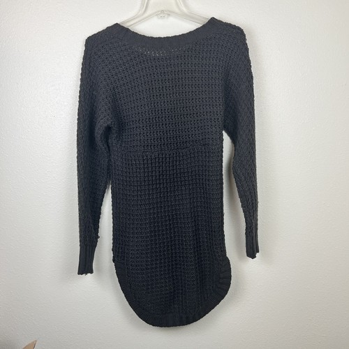 Charlotte Russe L Charcoal Gray Chunky Open Waffle Knit Sweater Tunic Dress - Picture 2 of 7