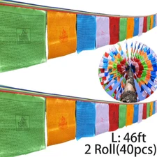 Tibetan Buddhist Prayer Flags 40Pcs Outdoor Meditation Traditional 11x14 inches