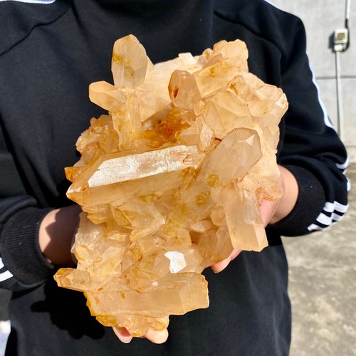 4.1LB Natural white crystal cluster quartz yellow cortical mineral sample - - Picture 7 of 14