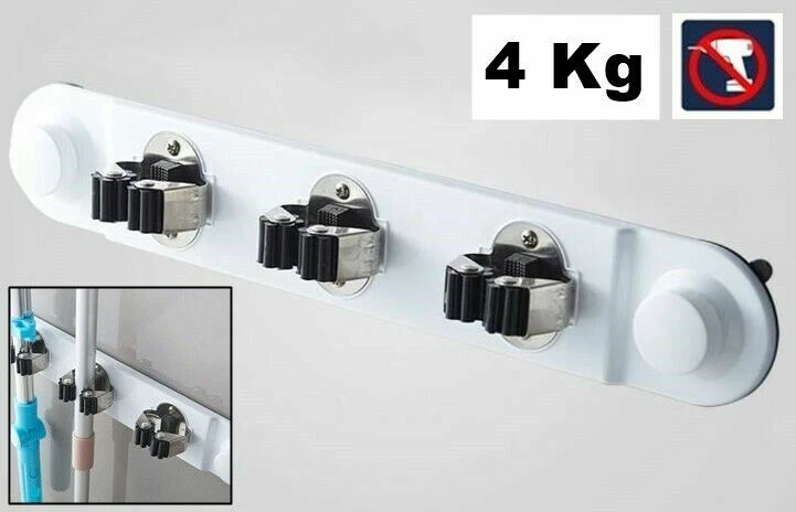 SUPPORTO DA MURO A VENTOSA PORTA SCOPE A GANCIO / MOLLA IN METALLO PORT. 4 Kg - Immagine 2 di 4