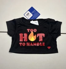 ❤️ NWT Build a Bear Too Hot to Handle Black Tee Shirt with Flame READY TO SHIP