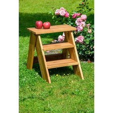 Hocker Tritthocker Schemel Klapptritt aus Eichenholz mit großer Fläche