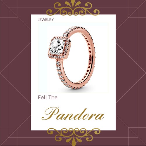 Authentic Pandora 14k rose gold Square 
