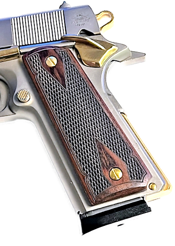 1911 fits COLT & Clones Grips ROSEWOOD DOUBLE DIAMOND Classic w/4 Gold Screws
