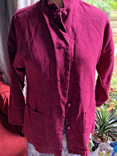 Gudrun Sjoden Linen Jacket Red M Nwot Nehru Collar Ethnic Hip Length Long Sleeve