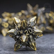 Sage's Deadly Blossoms Bronze Metal Polyhedral Dice Set DnD RPG Games