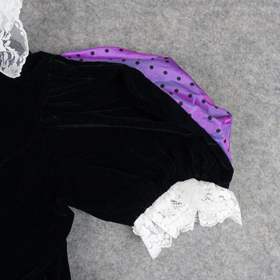 VINTAGE Girls Dress 7 8 Black Velvet Lace Trim Doll Dress Up Tea Party Victorian - Image 3 of 4