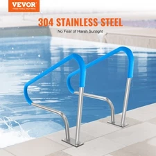 VEVOR Pool Handrail, 2 PCS 48x36in Pool Railing, Stainless Steel with Base Plate