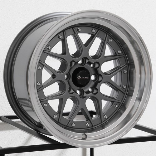 15x9 Vors VR7 4x108 0 Gun Metal Wheels Rims Set(4) 73.1 | eBay