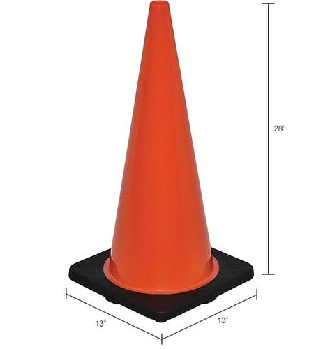 Cono Traffico 28" Non Riflettente, Base Nera, 7 libbre - Foto 5 di 6