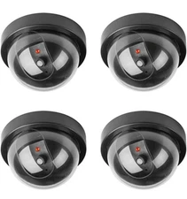 4 Dummy Camera Fake Security CCTV Dome Camera Flashing Red LED Light + Hardware