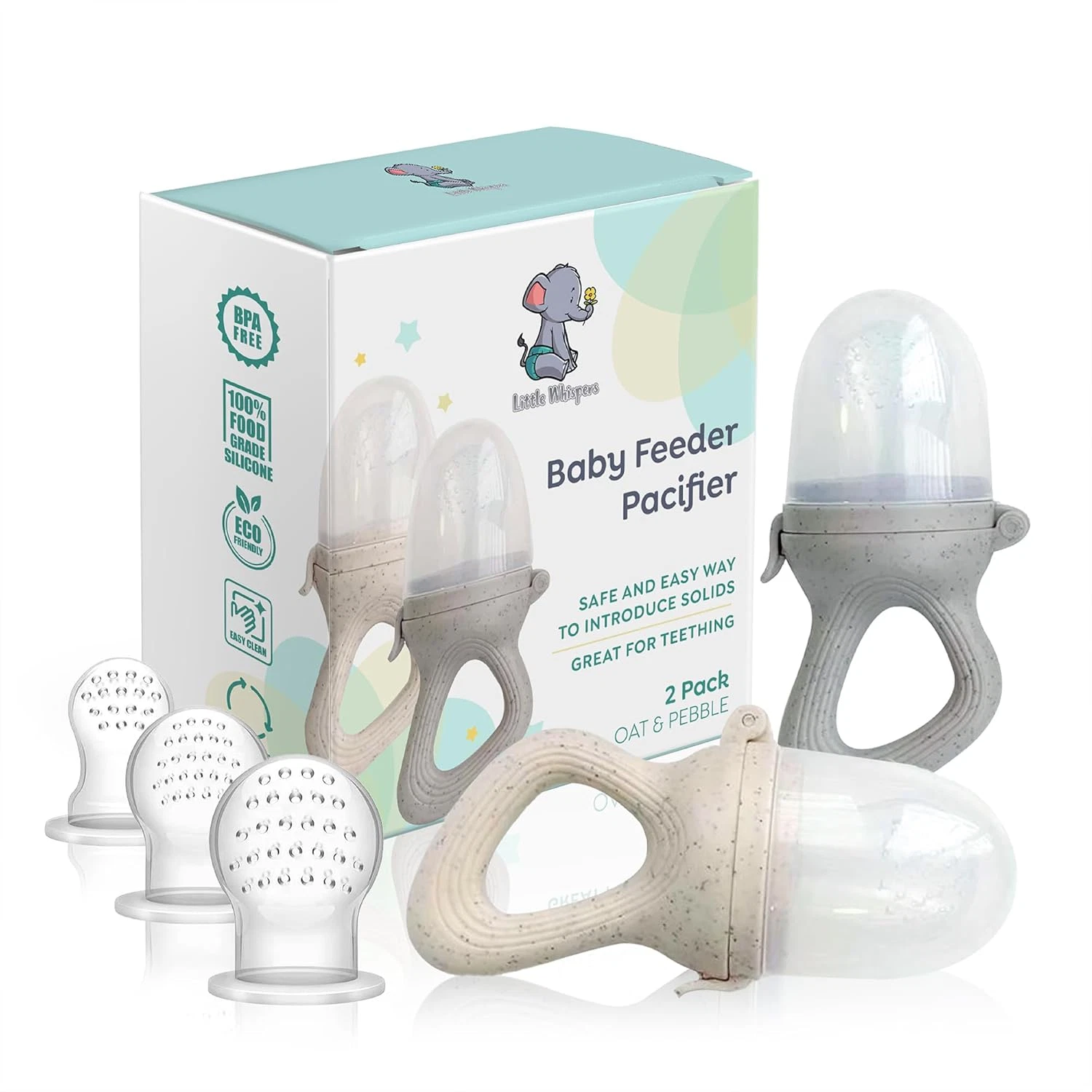 LittleWhispers Baby Fruit Food Feeder Pacifier Set 2 Silicone BPA Free Teether
