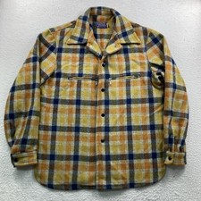 Vtg Pendleton Wool Mackinaw Cruiser Field Jacket Coat Men Large Plaid Talon Snap