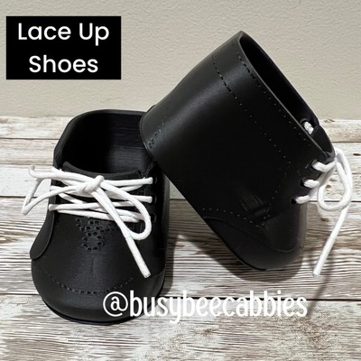 BLACK LACE UP Saddle Replacement Shoes For 16  Cabbage Patch Kids Doll Shoe