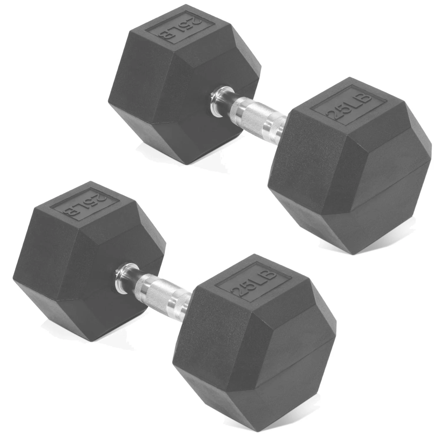 Hex-shaped Rubber Coated Dumbbells 5-50 LB
