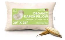 Kapok Bed Pillow - Organic Cotton Fabric and Fill Soft Pillow for Sleeping