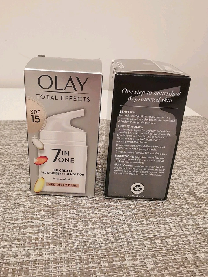 2x50ml OLAY Total Effects 7In1 Spf15 BB Cream Moisturiser + Foundation Vit.E+B3 - Image 4 of 4