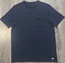 Vuori Linear Tech Tee T Shirt Blue Stripe Performance Pocket Tee Mens Size Large