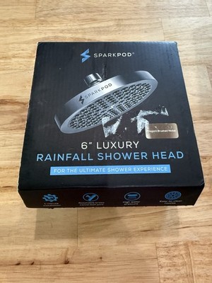 SparkPod Shower Head 6'' Luxury Rainfall Elegant Brushed Nickle Shower Head