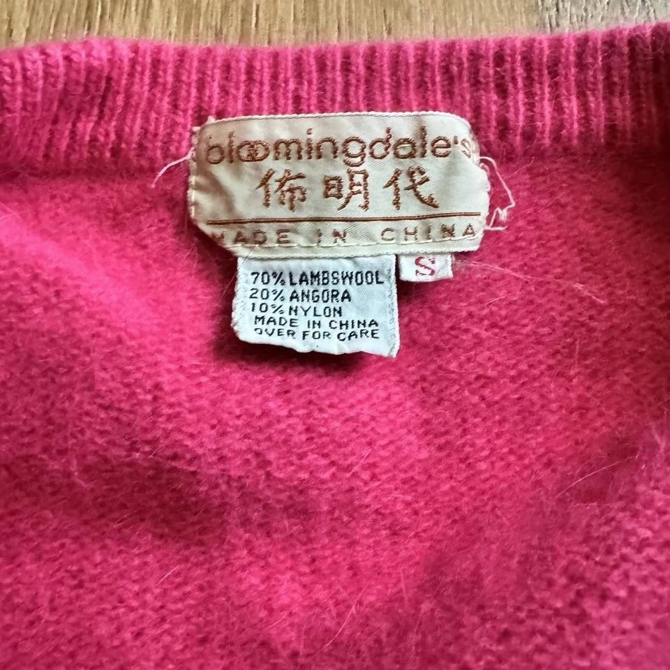 Cardigã feminino vintage cordeiro lã cropped botão frontal rosa preppy elegante - Imagem 4 de 4