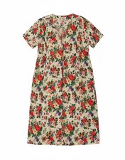 VINTAGE Womens Short Sleeves Shirt Dress UK 14 Medium Multicoloured Floral BC10