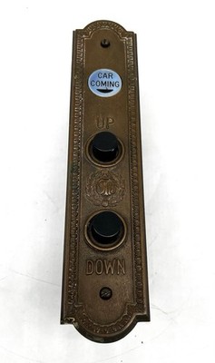 Vintage Antique Brass OTIS Elevator Call Button Up / Down With Light