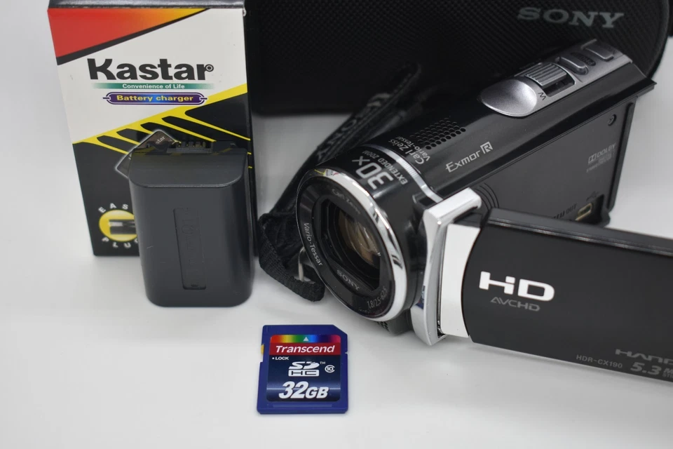 Sony Handycam HDR-CX190 Black Digital Video Camcorder 30x Zoom 5.3MP - Bundle - Image 2 of 4