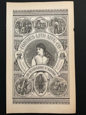 1883 Antique Ad Page Forbes Photo Lithography, Albertype Engravings, Boston MA