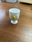 Vintage 1950s Westmoreland Milk Glass Hatching Baby Chick Handled Egg Cup