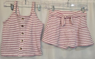 NEW Girl's Vince Camuto Pink & White 2pc Skort Set / Size 12