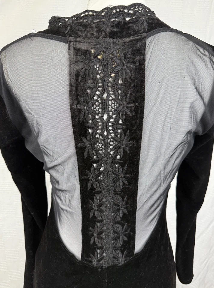 Cache Women Velvet Fairy Grunge S Milkmaid Lace Embroidered Coquette Stretchy - Image 4 of 4