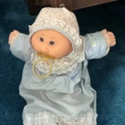Vintage 1982 Cabbage Patch Kid Baby, bald, Brown Eyes with outfit