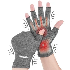 Arthritis Compression Gloves Fingerless, Pain Relief, Anti-Slip, Grey, M