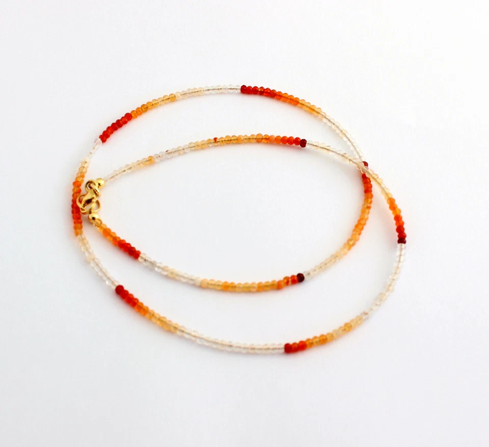 Opale Collana Pietre Preziose Sfaccettato Fein-Geschliffen Arancione Bianco 46cm - Immagine 2 di 2