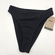 Nike Women's High-Waisted Bikini Swim Cheeky Bottom Textured Black S