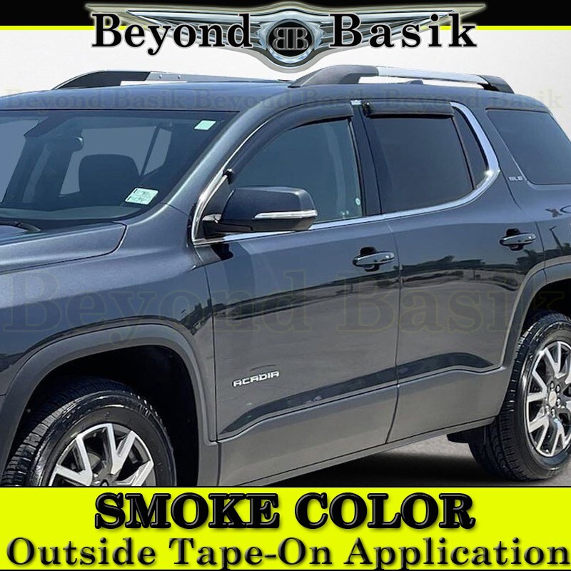Arokzn Tape-On Window Visors For Buick Envision 2021-2023 | Smoke Tint With Chrome Trim Deflectors