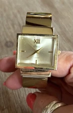Vivani Watch Womens Cuff Bracelet Gold Tone Quartz Analog