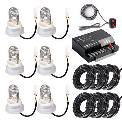120W 6 HID Bulbs Hide-A-Way Emergency Hazard Warning Headlight Strobe Lights Kit