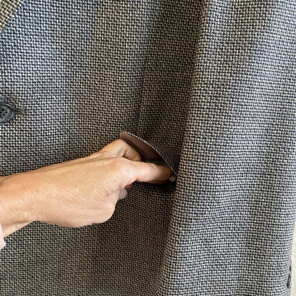 Blazer de lana Hardwick para hombre marrón espiga lana tweed chaqueta talla 42R Foto 3 de 4