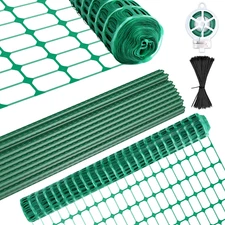 SLSY Garden Fence Safety Fence Plastic Mesh & 30/50 Steel Stakes Privacy Screens