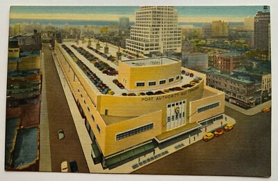 ca 1951 NY Postcard New York City Port Authority Bus Terminal 8th Av Facing West