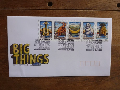 AUSTRALIA 2007 BIG THINGS SET 5 STAMPS FDC FIRST DAY COVER