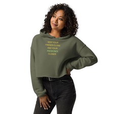 Women's Cropped Hoodie with Funny Anemone Saying So Cute