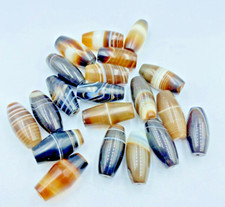 Lot Old Agate Beads Necklace Pendant Vintage Jewelry 19th Century Trade Culture