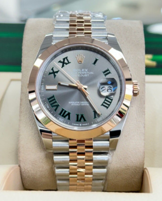 Rolex Datejust 41 Wimbledon 126301 18k Rose Gold  Steel Jubilee Watch Box Paper