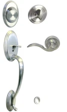 Satin Nickel Finish Front Door Handle Dummy Set With 6300DC Lever Right Handed